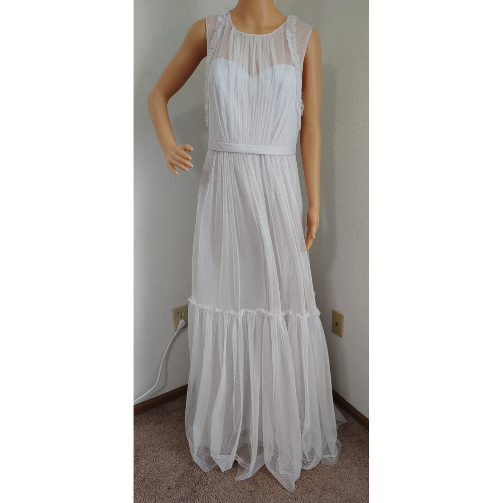 Monique Lhuillier Bridesmaids Alix 2019 Lavender Tulle Maxi Dress - Size 8